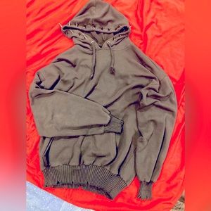 Oversized Black Distressed Hoodie With Spiked Hood In Perfect Condition